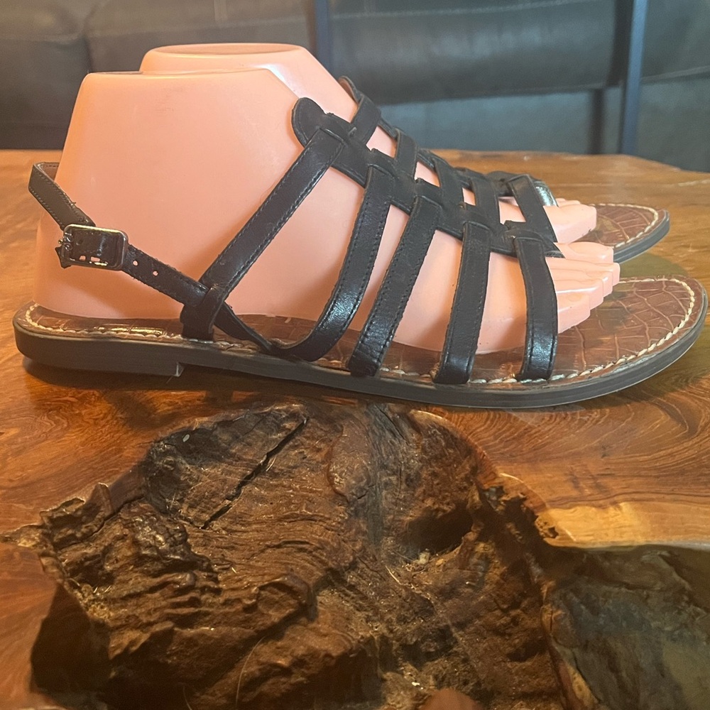 Sam Edelman Garland Black Leather Strappy Sandals Size 9